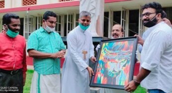 ലോക്ക് ഡൗൺ കാലത്ത് കോട്ടയം നസീർ വരച്ച യേശു ക്രിസ്തുവിന്റെ ചിത്രം ഇനി ആലപ്പുഴ രൂപത ബിഷപ്പ്സ് ഹൗസിന്റെ ചുവരിൽ