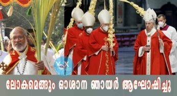 ക്രിസ്തുനാഥന്റെ ജറുസലേം പ്രവേശനം അനുസ്മരിച്ച് ലോകത്താകമാനമുള്ള ക്രൈസ്തവർ ഓശാന ഞായർ ആഘോഷിച്ചു