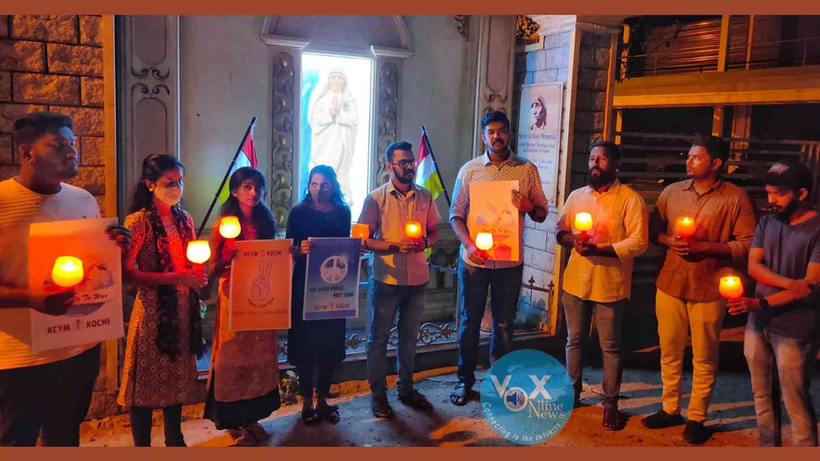 സമാധാന ദീപം തെളിയിച്ച് കെ.സി.വൈ.എം. കൊച്ചി രൂപത
